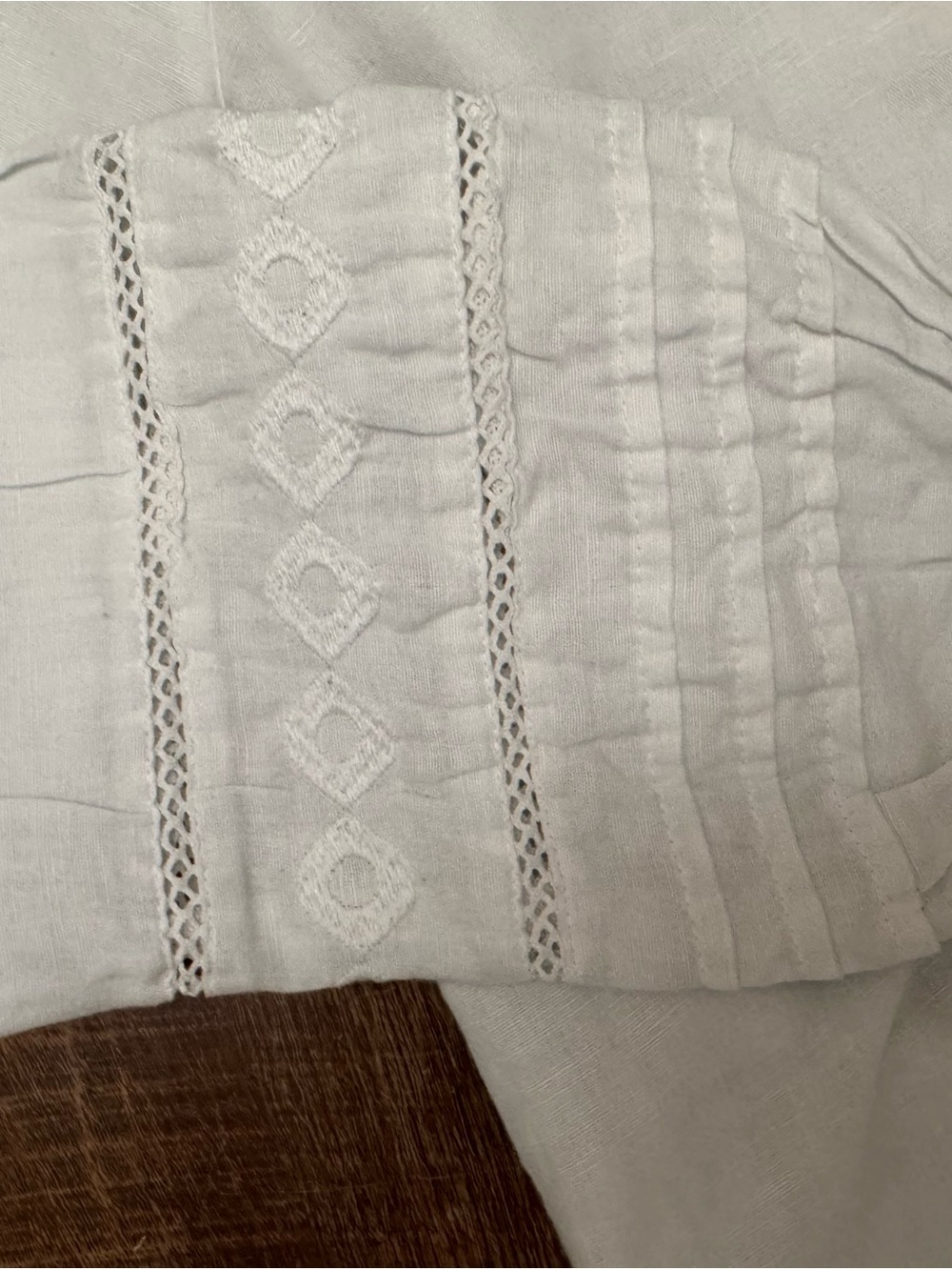 Rachel Zoe Cream Embroidered Linen Blend Peasant Blouse XL Boho Cottagecore - Picture 3 of 13